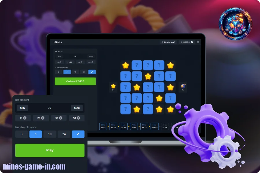 Features and settings of the online game Mines