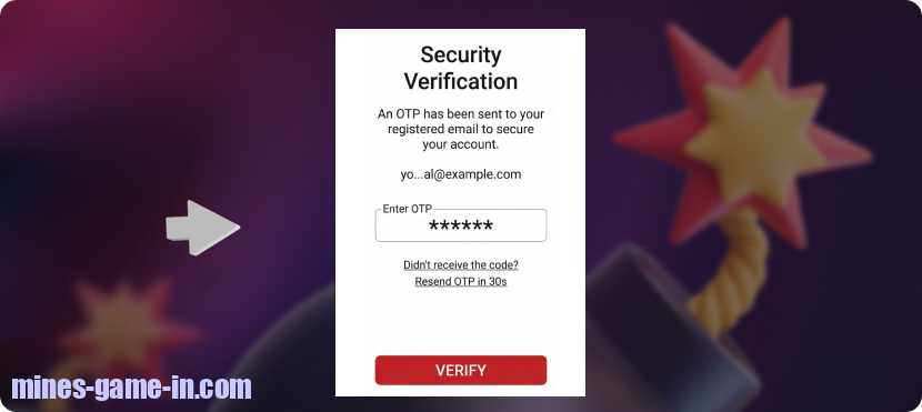 Enter the code received on your phone to confirm your identity on Mines